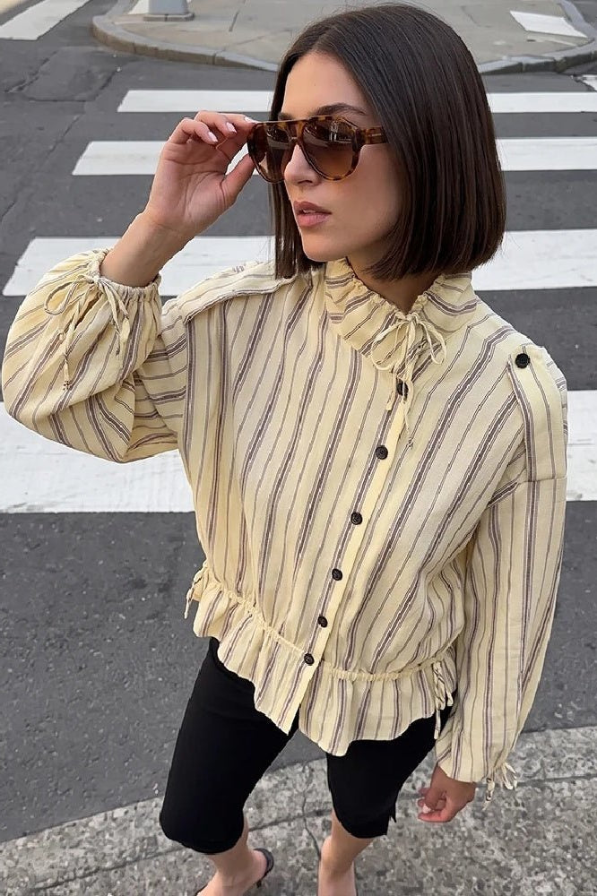 ZEYA - Melanie Striped Stand Collar Jacket