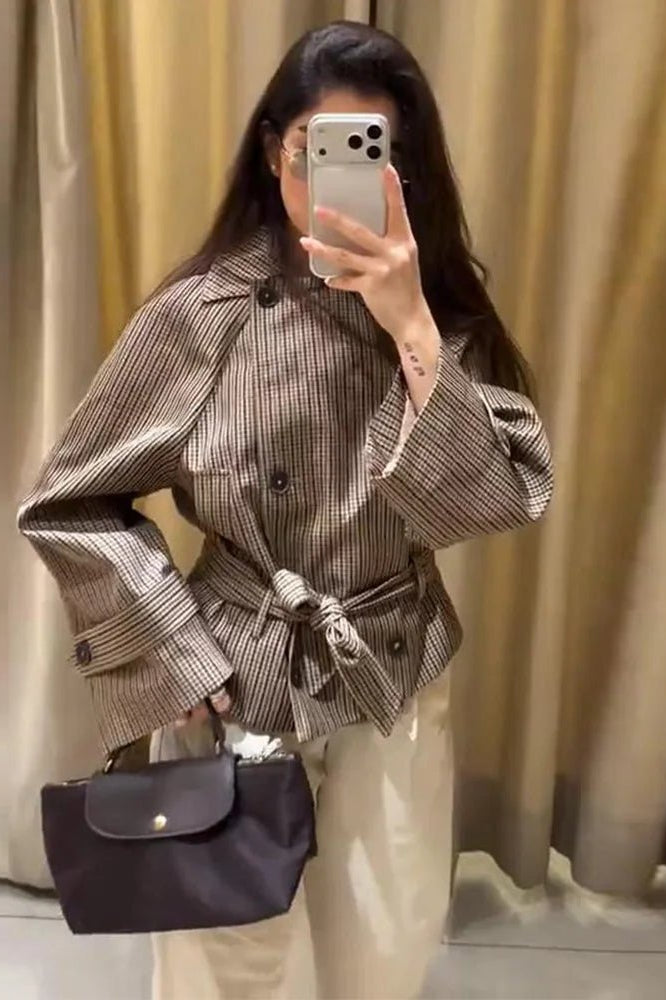 ZEYA - Melissa Plaid Belted Trench Coat