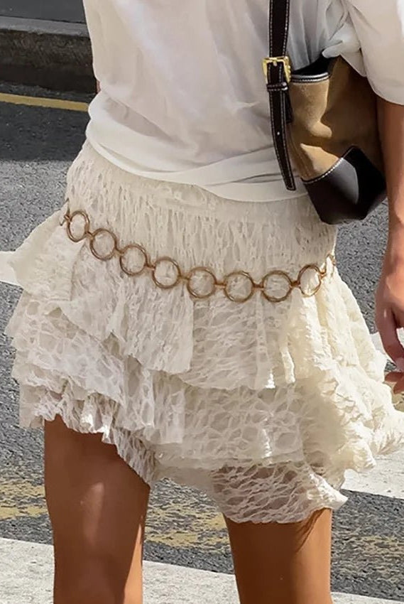 ZEYA - Mildred Tiered Lace Mini Skirt