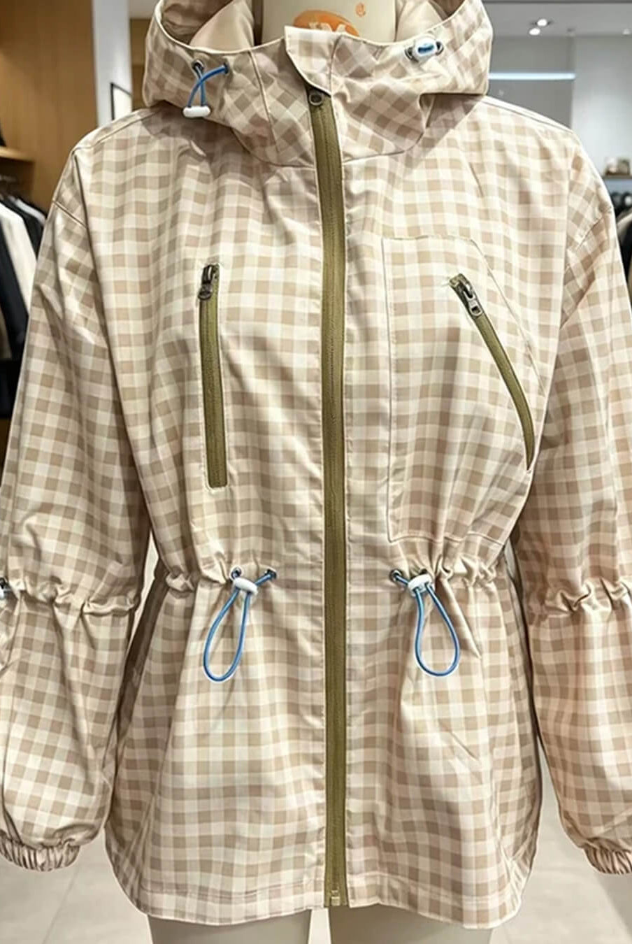 ZEYA - Miriam Plaid Hooded Trench Jacket