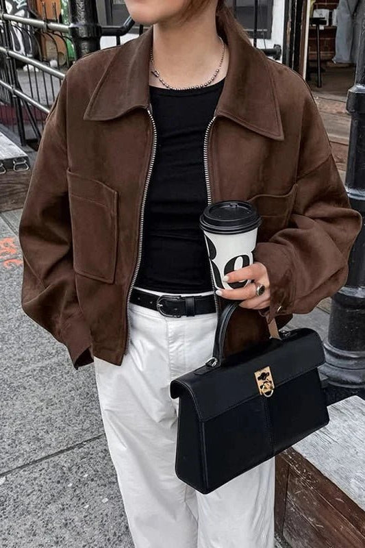 ZEYA - Nada Suede Bomber Jacket