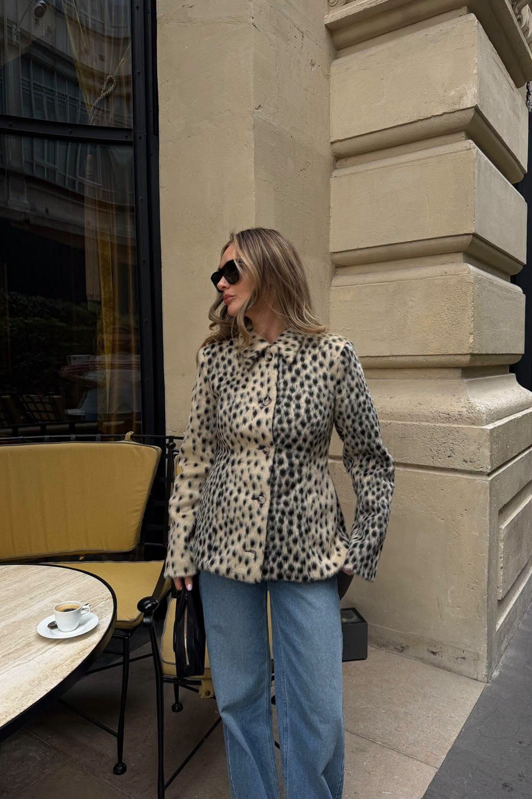 ZEYA - Natalie Leopard Faux Fur Lapel Coat