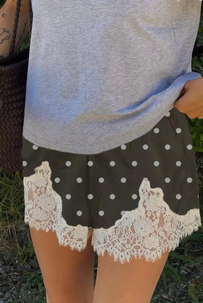 ZEYA - Natasha Polka Dot Lace Trim Shorts