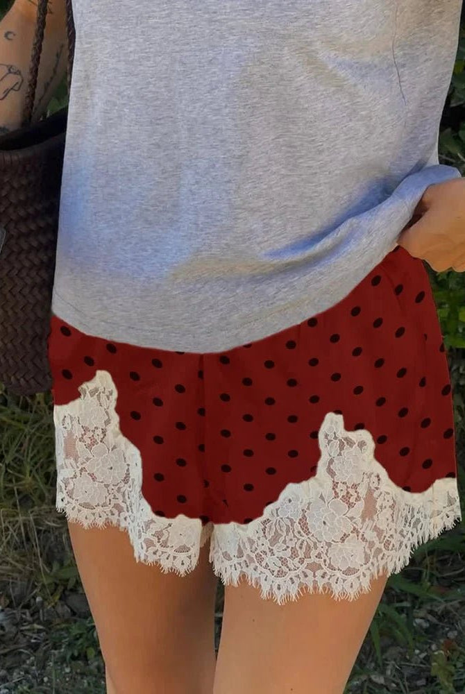 ZEYA - Natasha Polka Dot Lace Trim Shorts