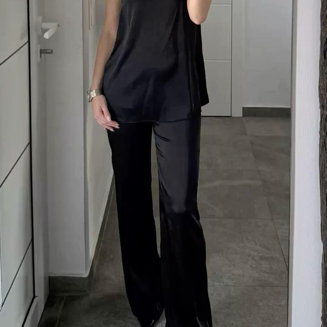 ZEYA - Nenita Wide Leg Satin Trousers