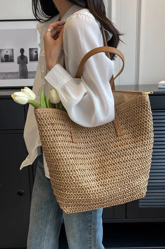 ZEYA - Nora Woven Straw Beach Tote