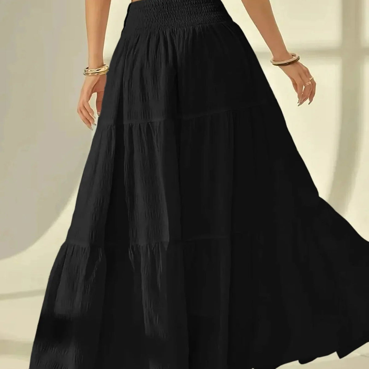 ZEYA - Octavia Tiered Maxi Skirt Elastic Waist