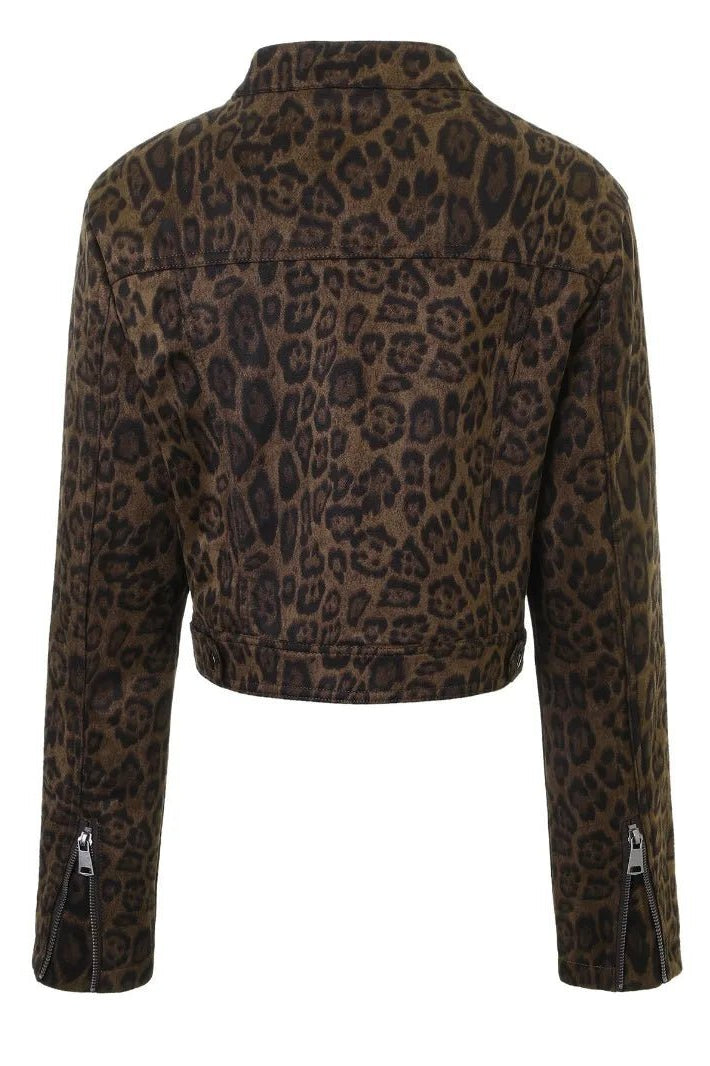 ZEYA - Sarah Coral Leopard Cropped Jacket
