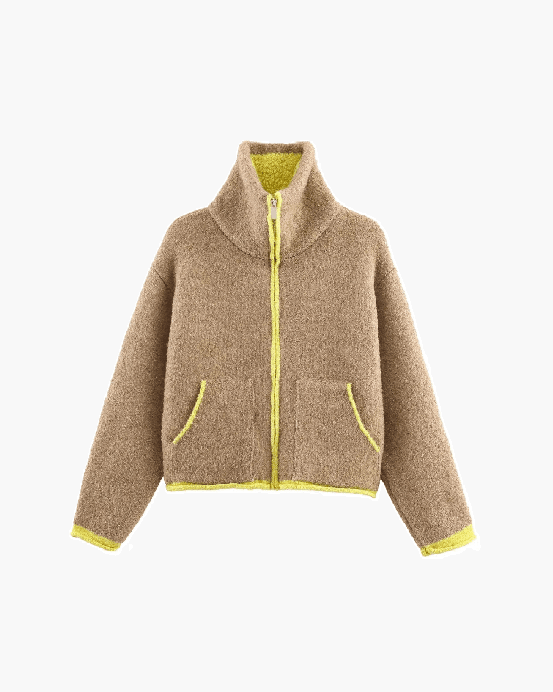 ZEYA - Scarlett Contrast Trim Knit Zip Up Cardigan