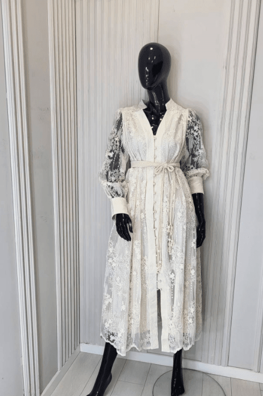ZEYA - Sienna Embroidered Pearl Midi Dress
