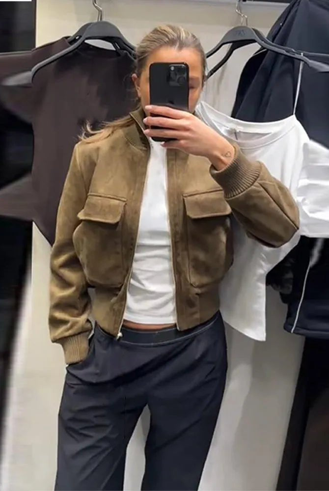 ZEYA - Solane Stand Collar Bomber Jacket