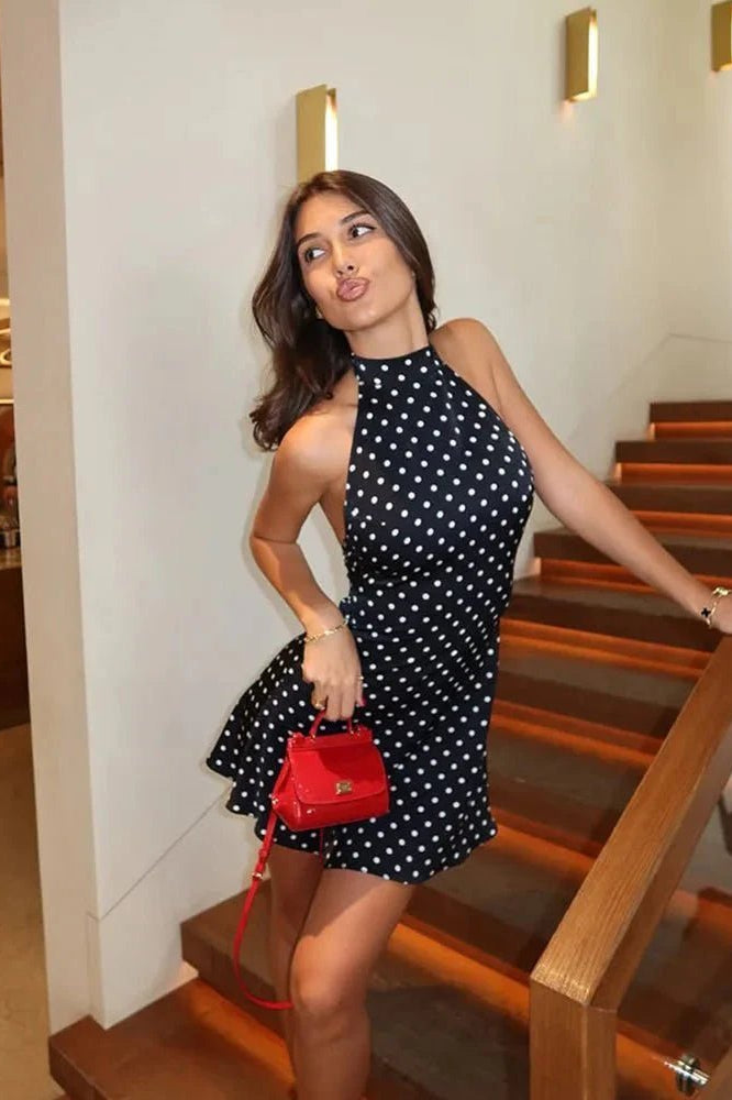 ZEYA - Sophia Halter Dot Mini Dress