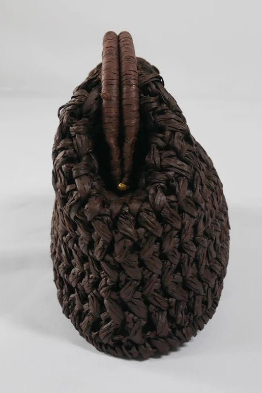 ZEYA - Sophia Woven Straw Shell Clutch