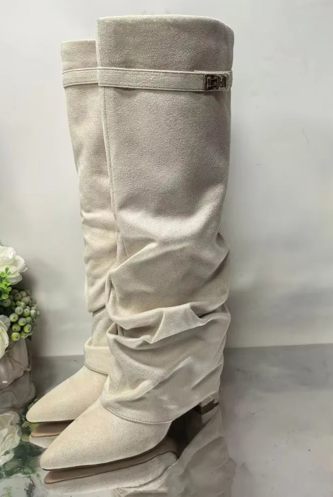 ZEYA - Teresa Slouchy Pointed Knee High Boots