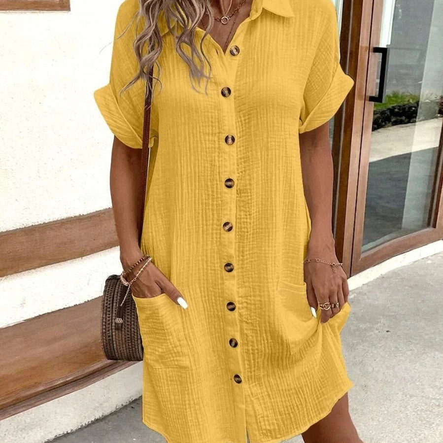 ZEYA - Themis Cotton Linen V-Neck Mini Dress