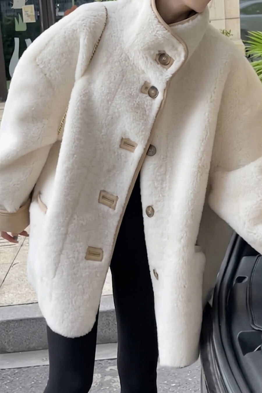 ZEYA - Tiara Stand Collar Faux Fur Coat