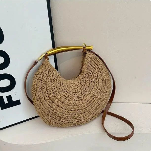 ZEYA - Valeria Sequined Straw Shoulder Bag