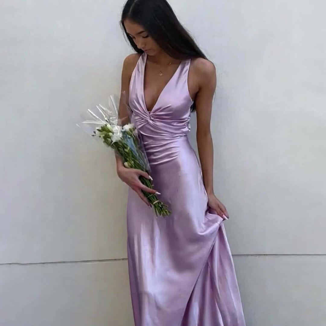 ZEYA - Venus Satin Open Back Maxi Dress