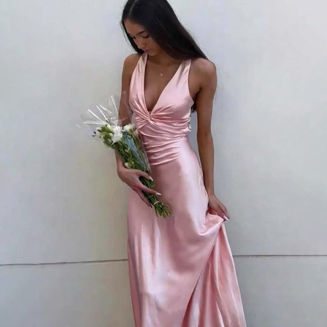 ZEYA - Venus Satin Open Back Maxi Dress