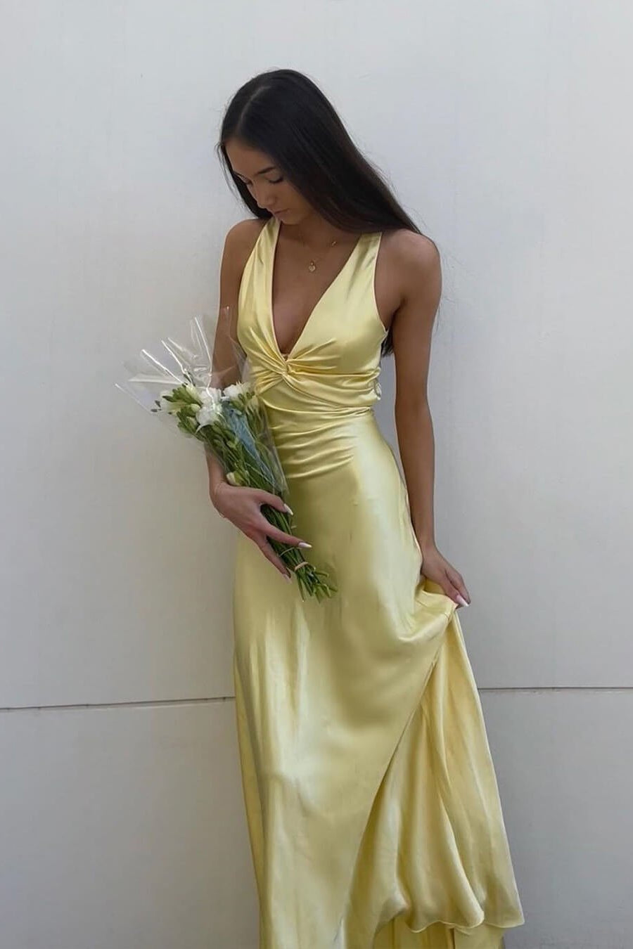 ZEYA - Venus Satin Open Back Maxi Dress
