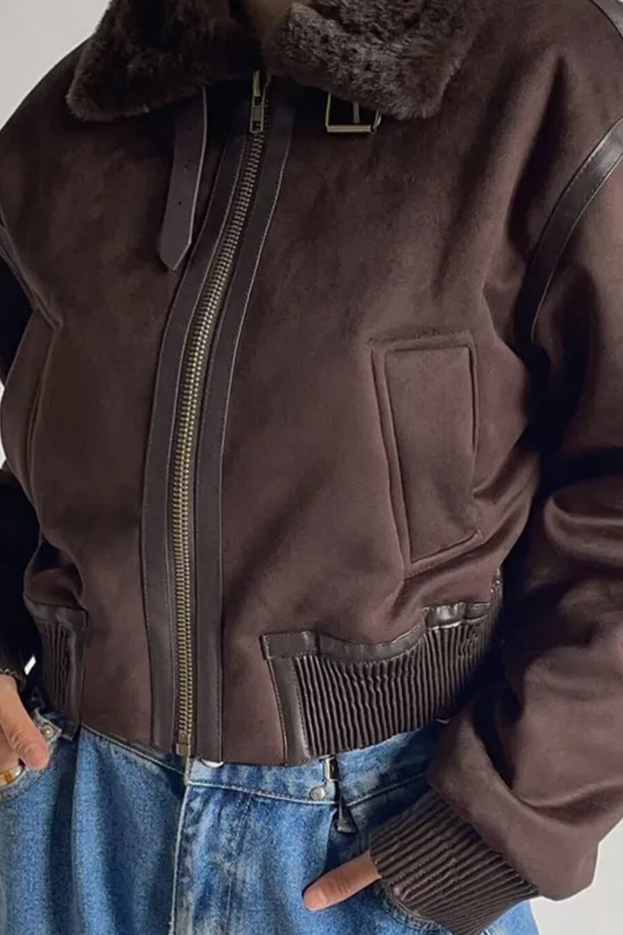 ZEYA - Vera Suede Short Bomber Jacket