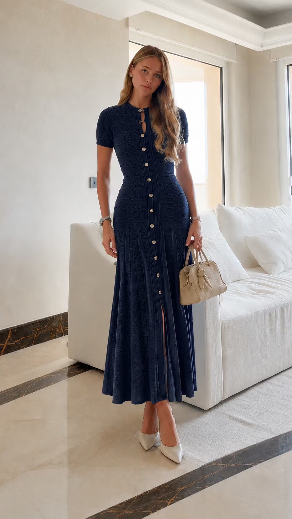 Robe midi côtelée Milena