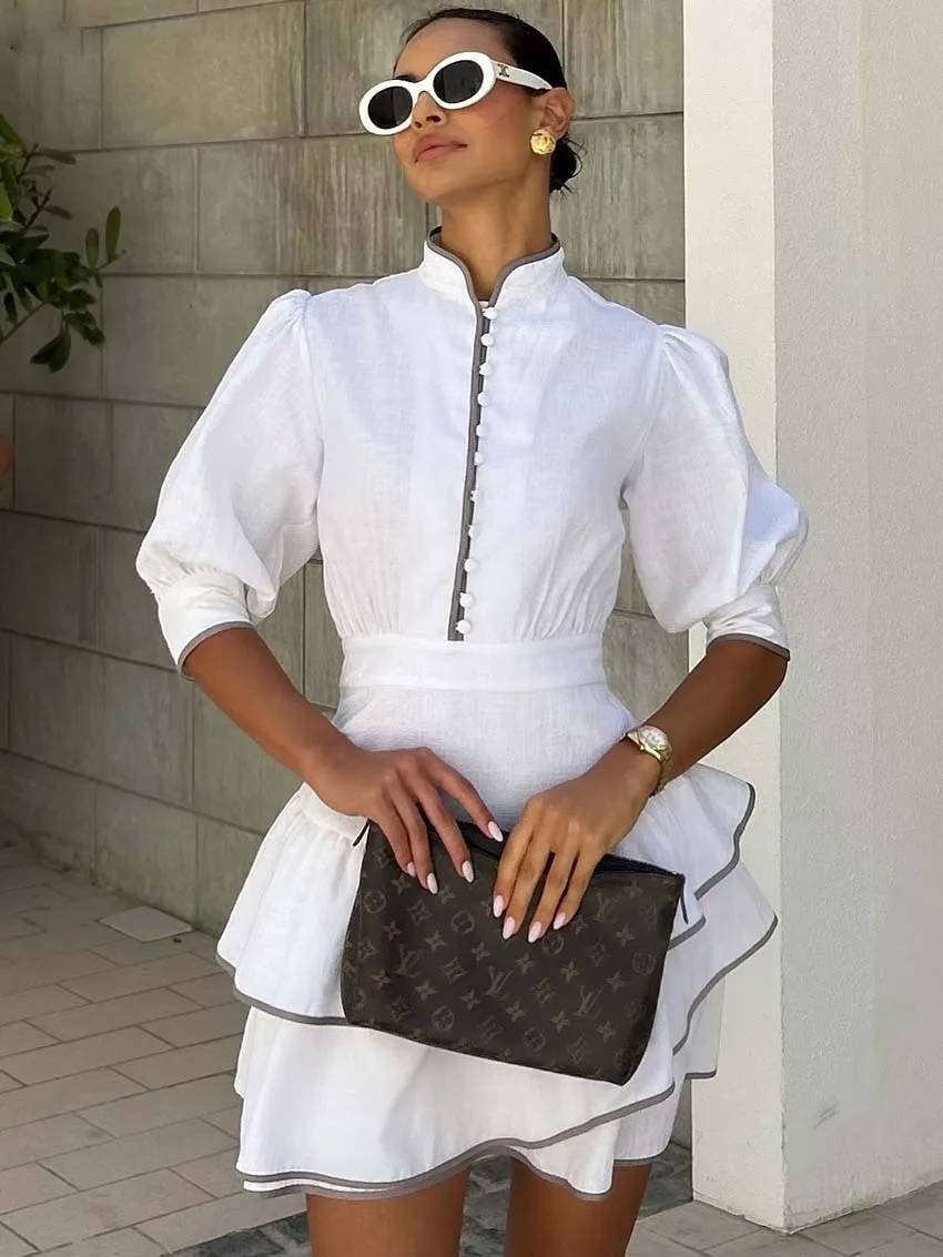 Sofia Patchwork robe mini col roulé