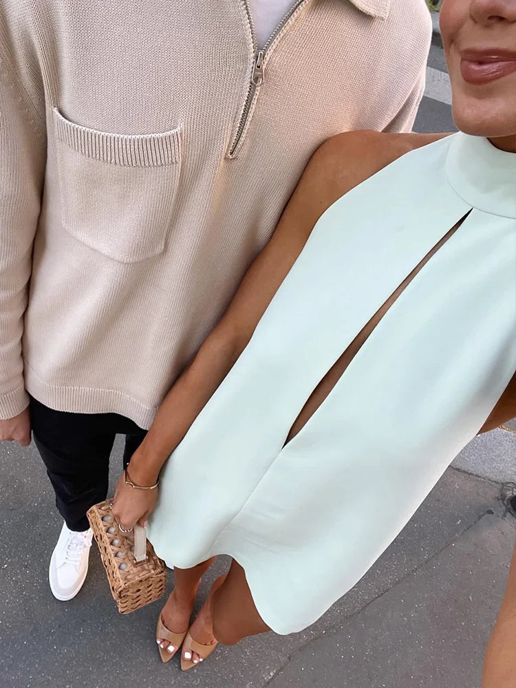 Sophia Halter robe courte col roulé