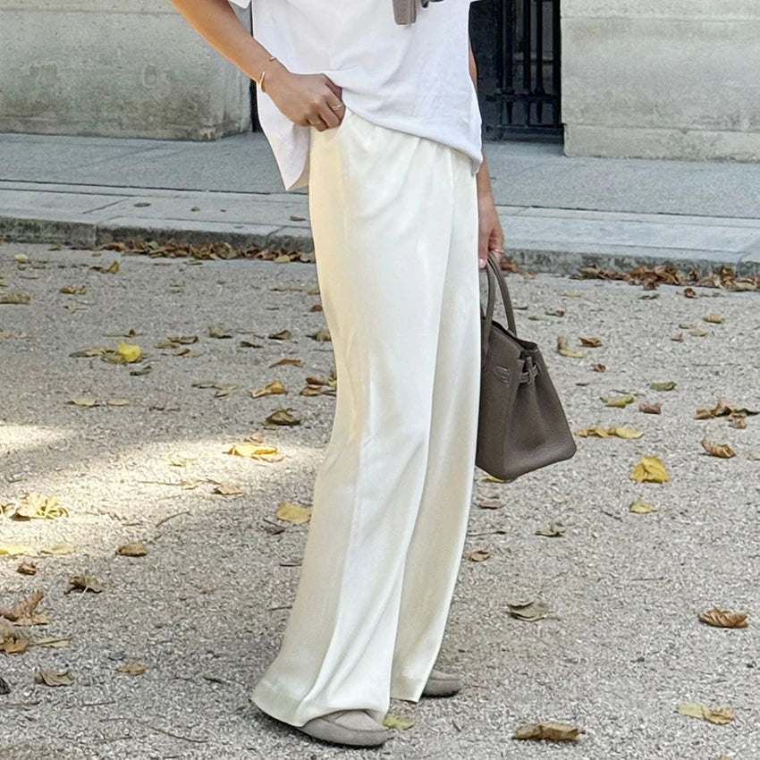 Pantalon flare en satin Brie
