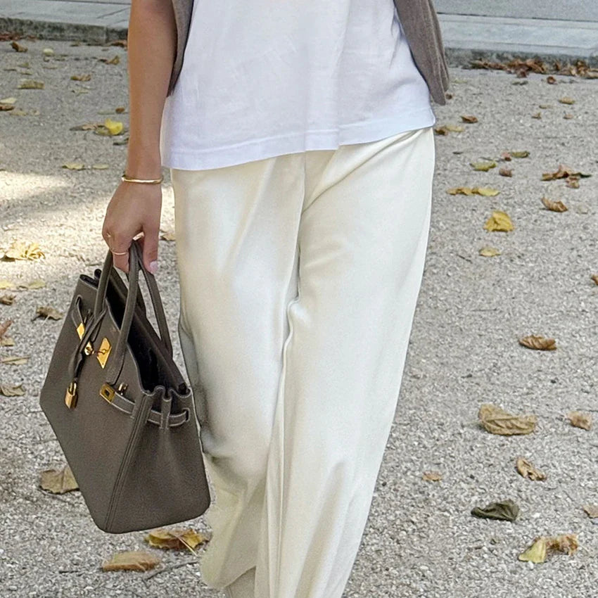 Pantalon flare en satin Brie