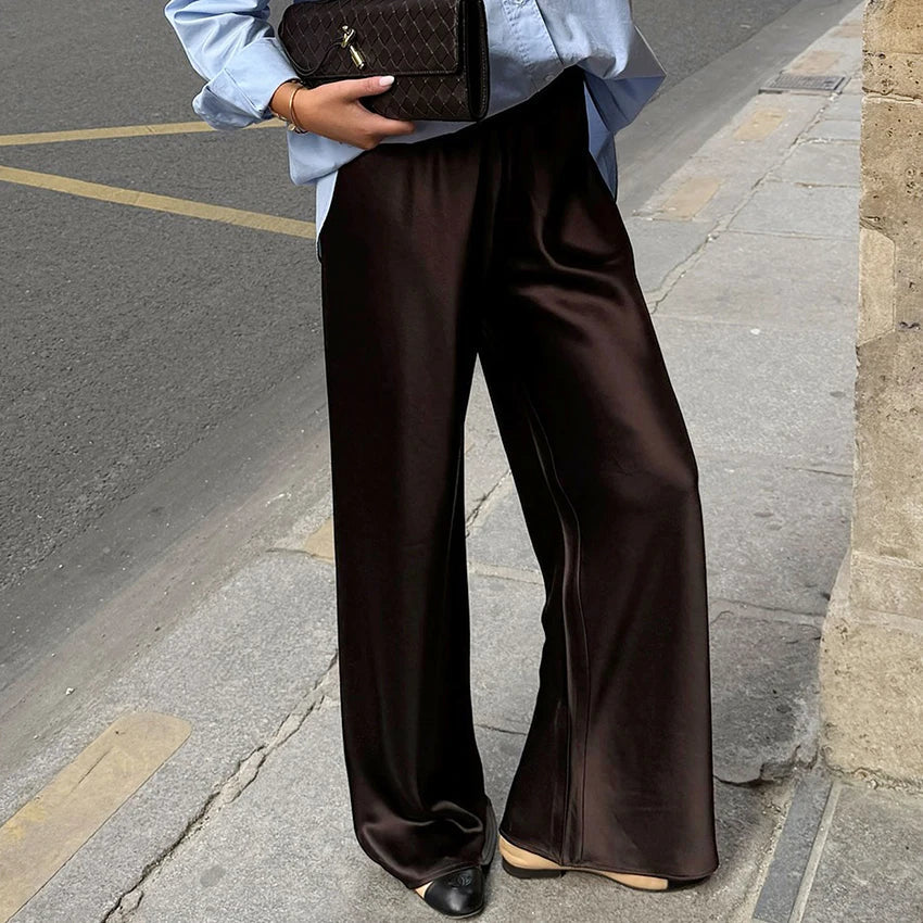 Pantalon flare en satin Brie