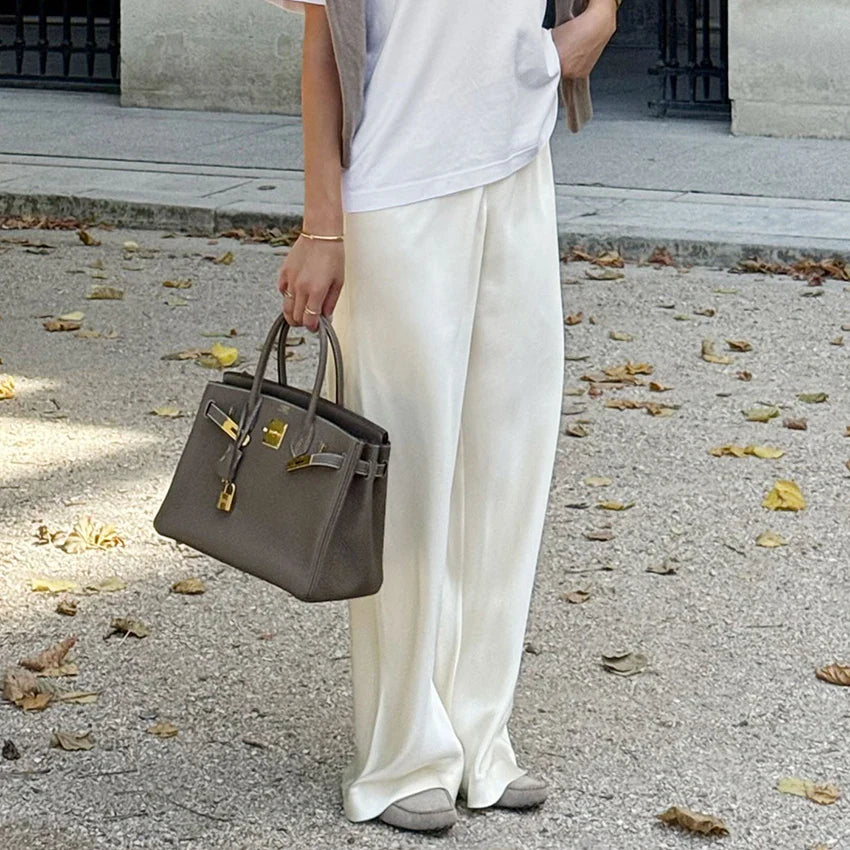 Pantalon flare en satin Brie