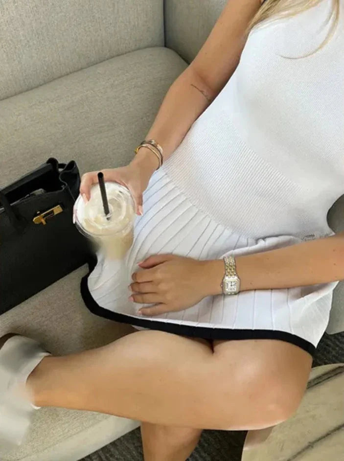 Robe en maille Sophie à taille basse et contraste