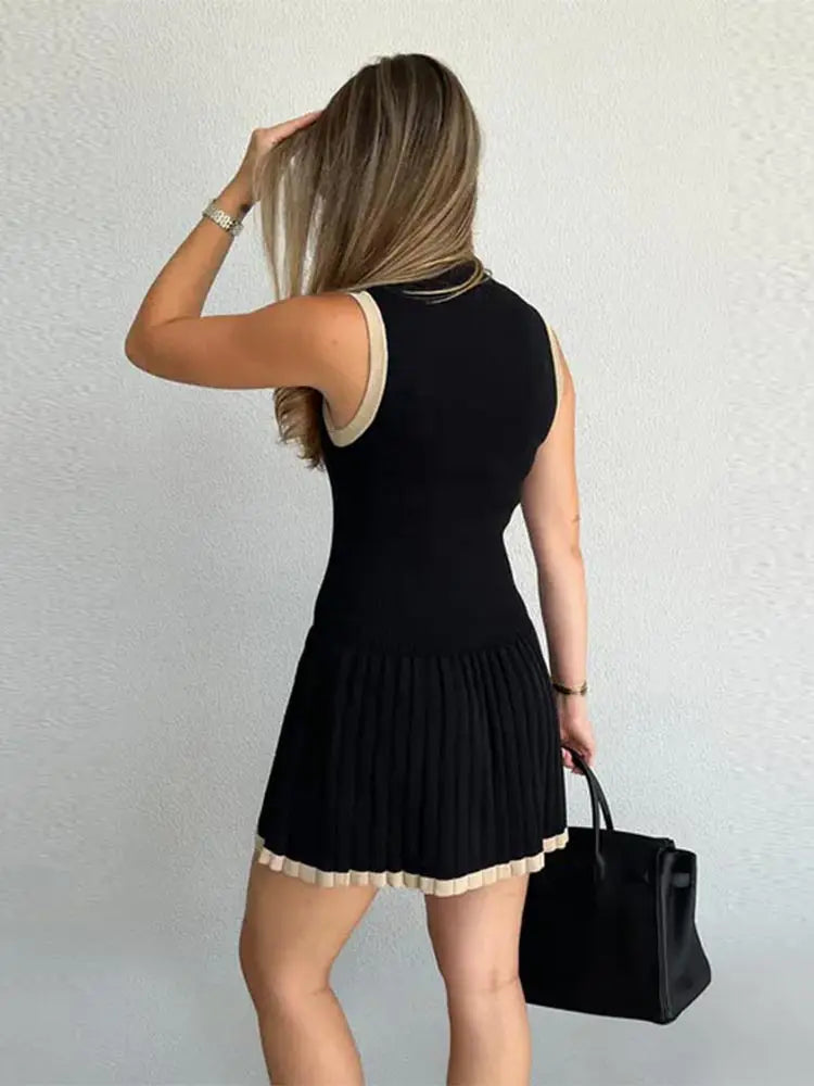 Robe en maille Sophie à taille basse et contraste