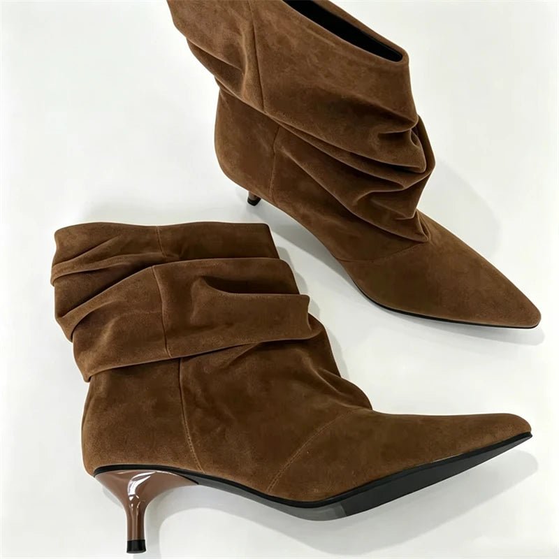Bottines plissées en daim synthétique Nina
