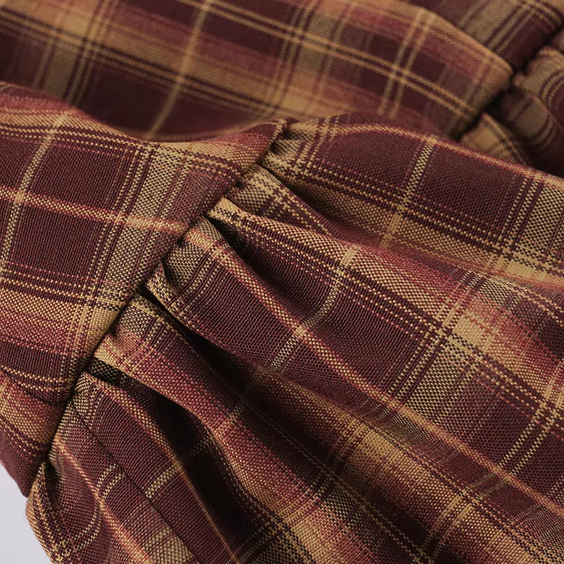 Robe mini Ellie à manches longues et carreaux