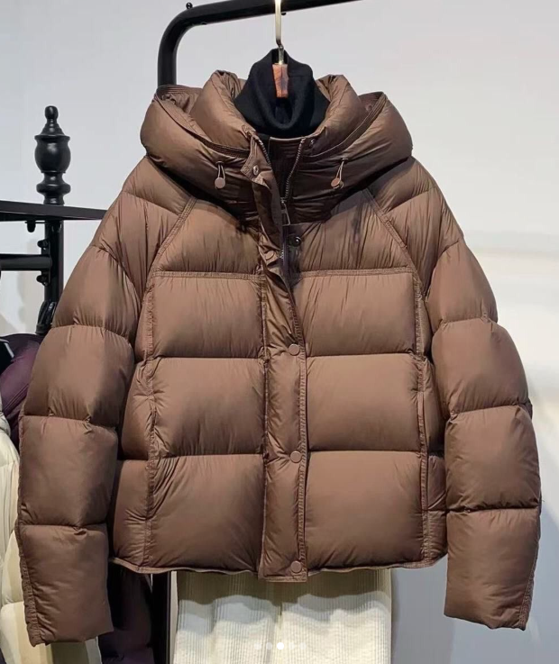 ZEYA Priscilla Hooded Puffer Jacket in Brown