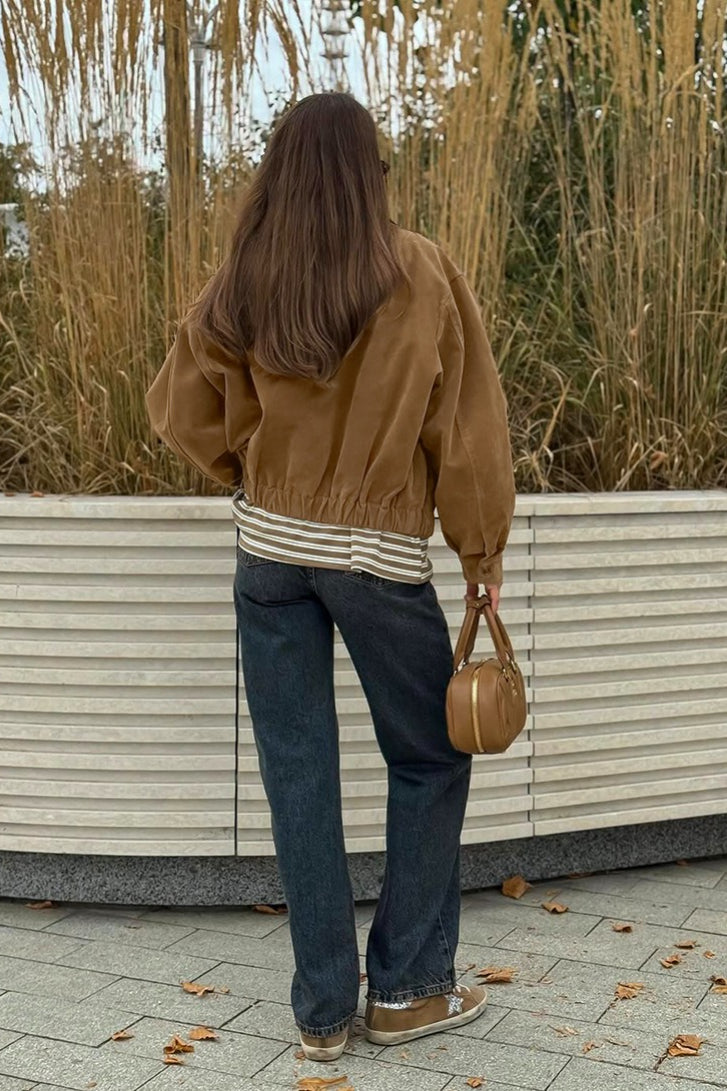 Blouson bomber zippé en daim Daniela