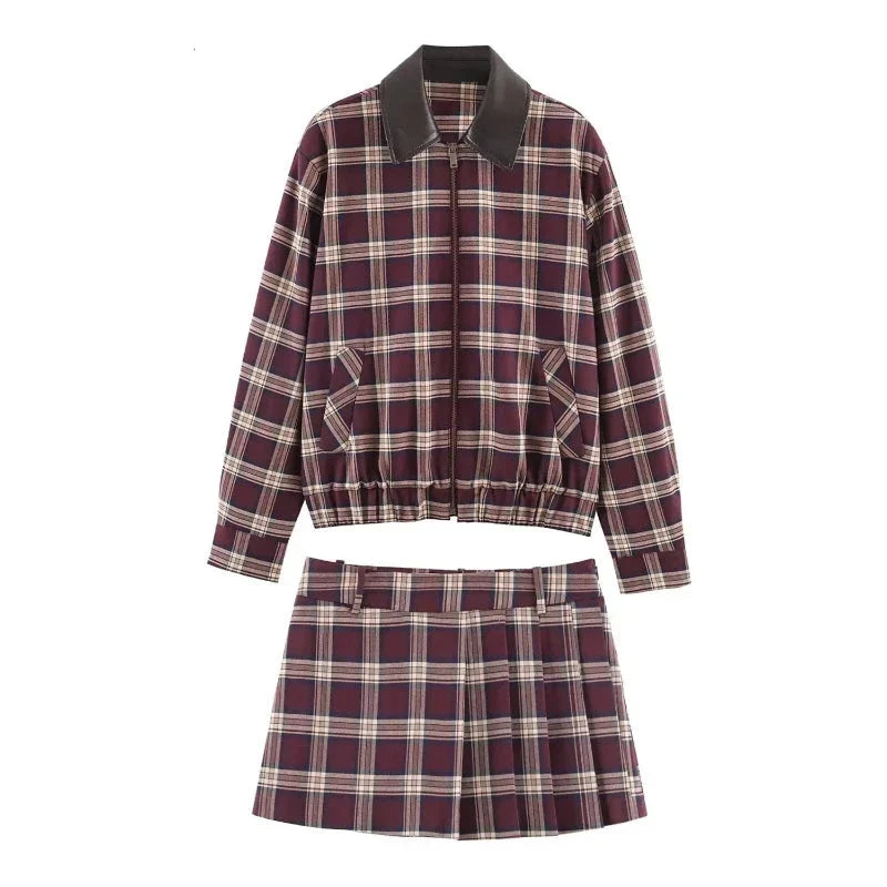 Ensemble bomber à carreaux et skort Denise
