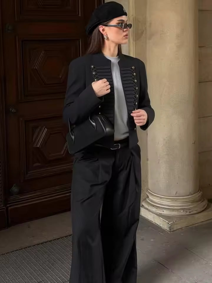 Veste en simili cuir militaire Denise