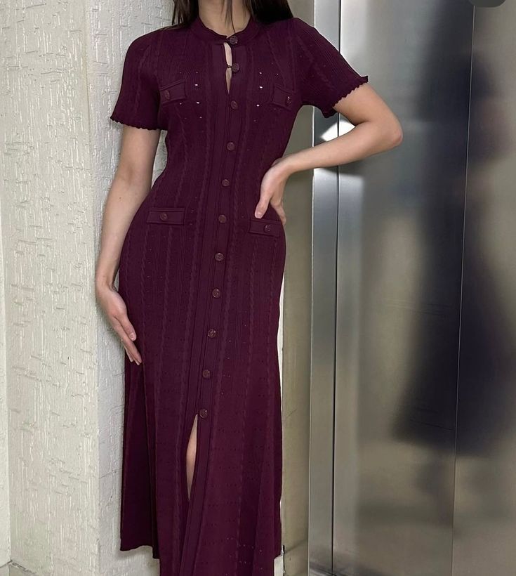 Robe midi en maille Margot boutonnée devant