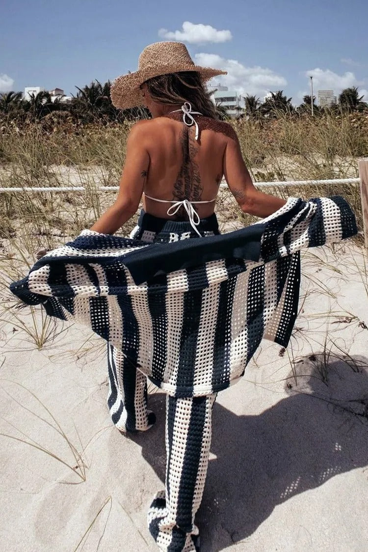 Ensemble coordonné Layla crochet rayé