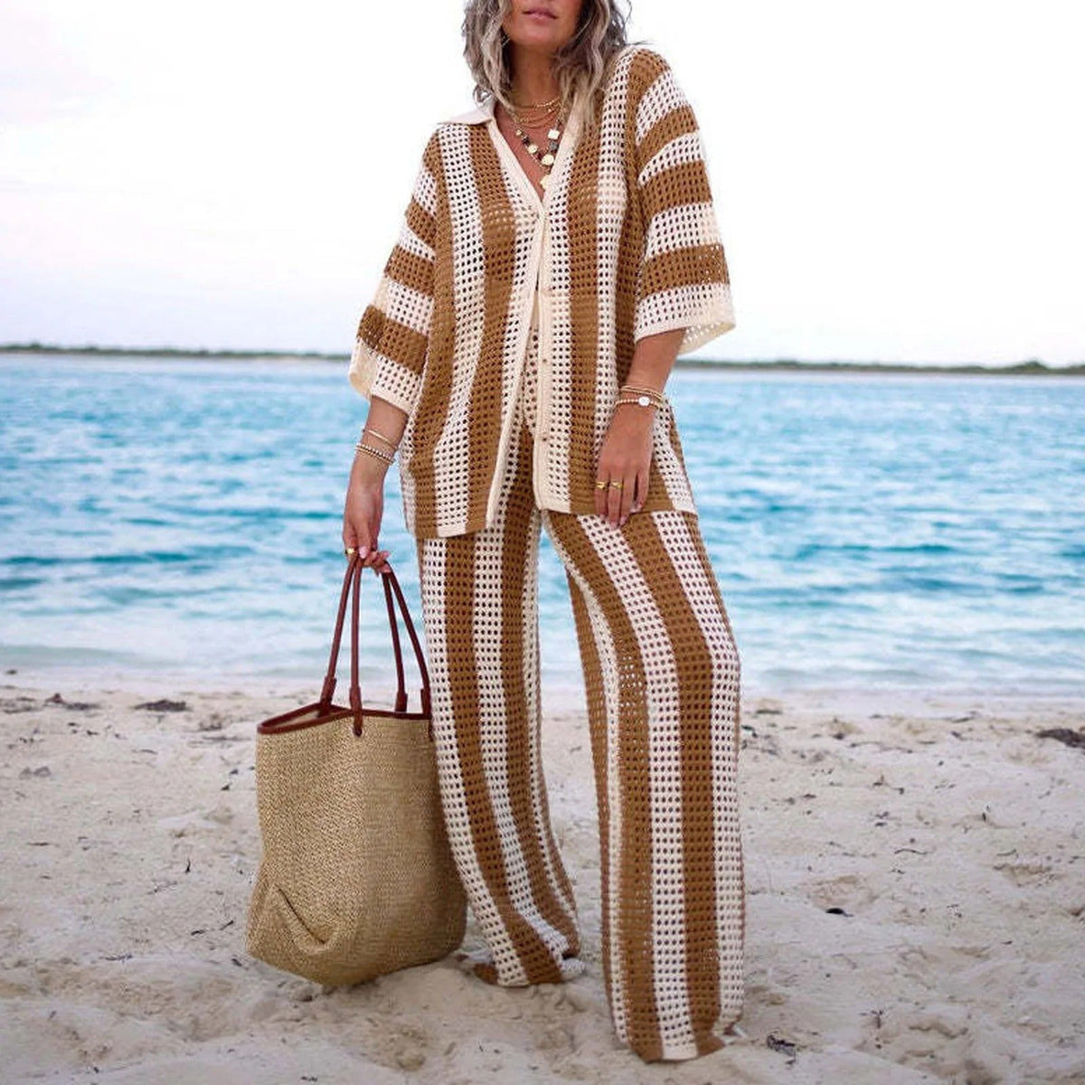 Ensemble coordonné Layla crochet rayé