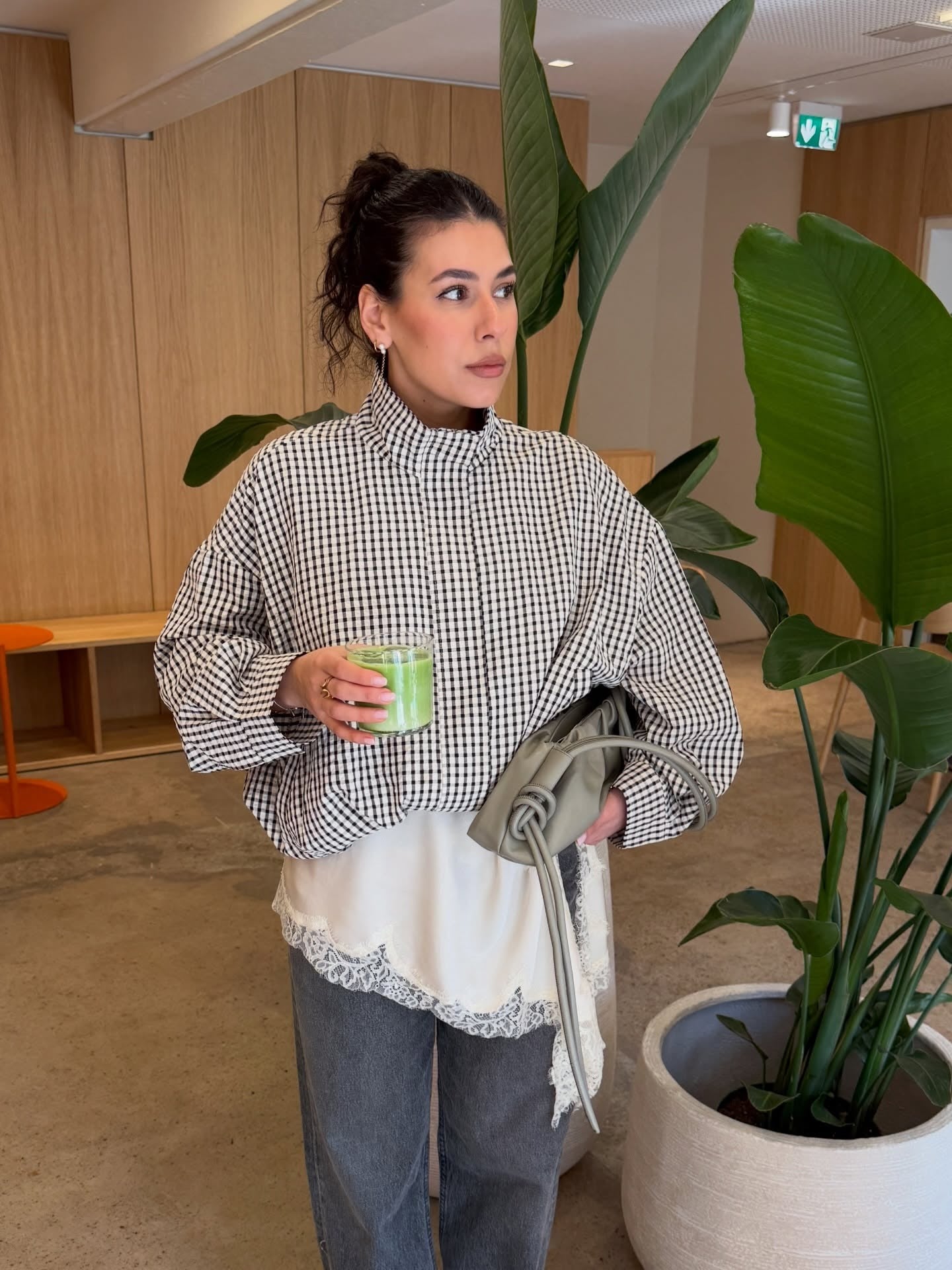 Veste Christina à carreaux col cheminée