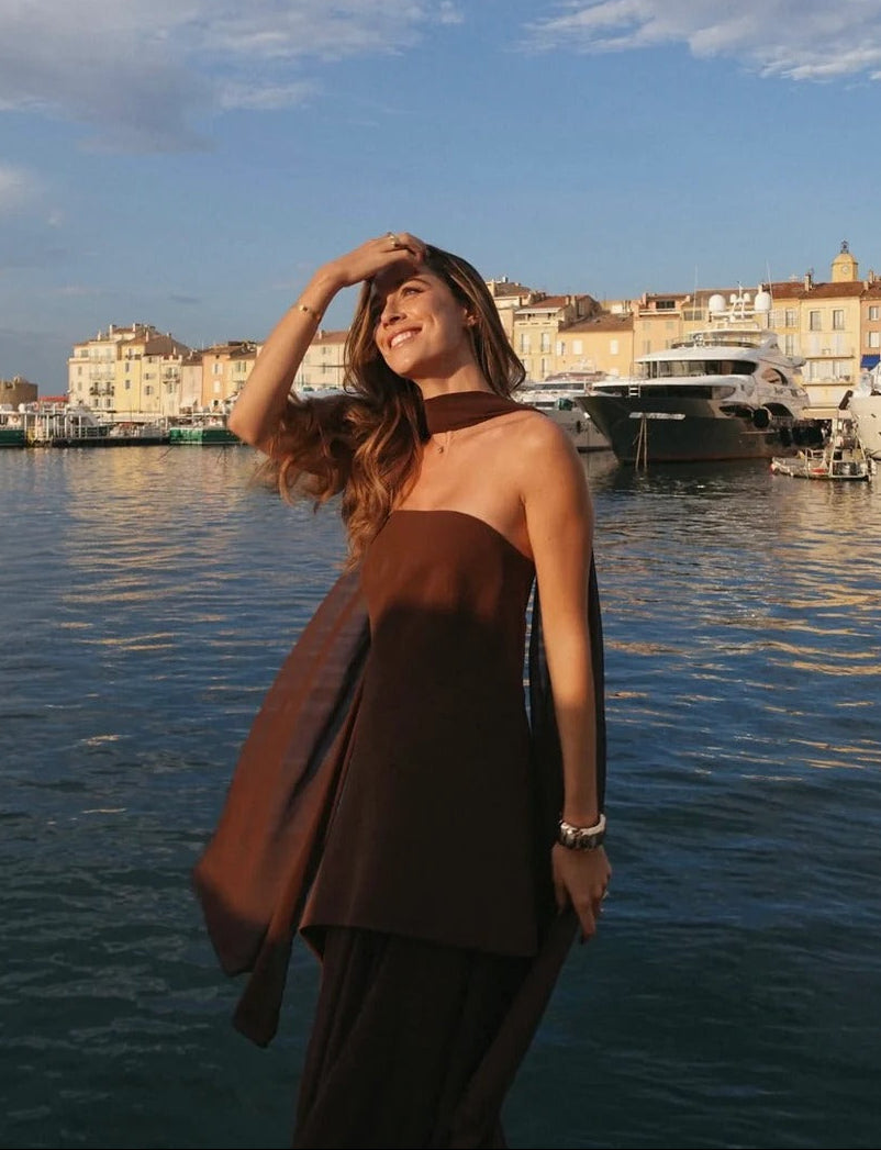Sophia robe maxi asymétrique transparente