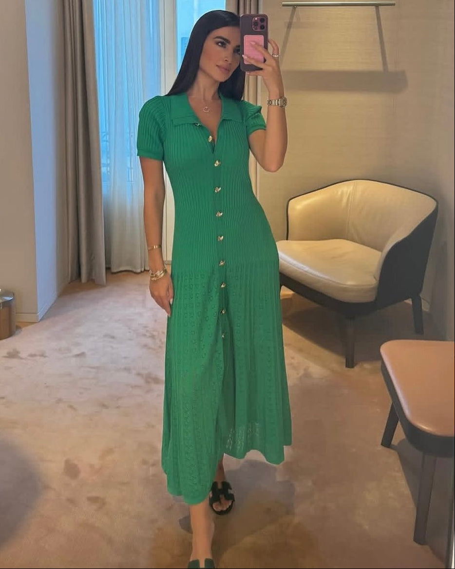 Sophia robe maxi polo côtelée