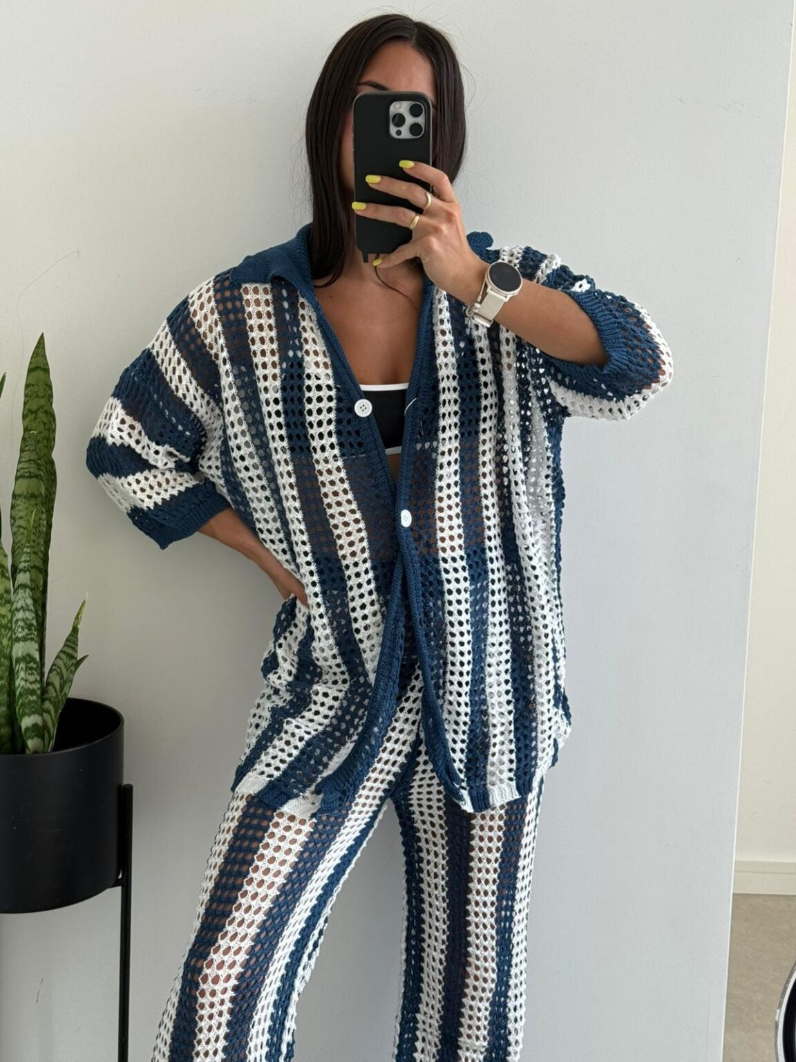 Ensemble coordonné Layla crochet rayé