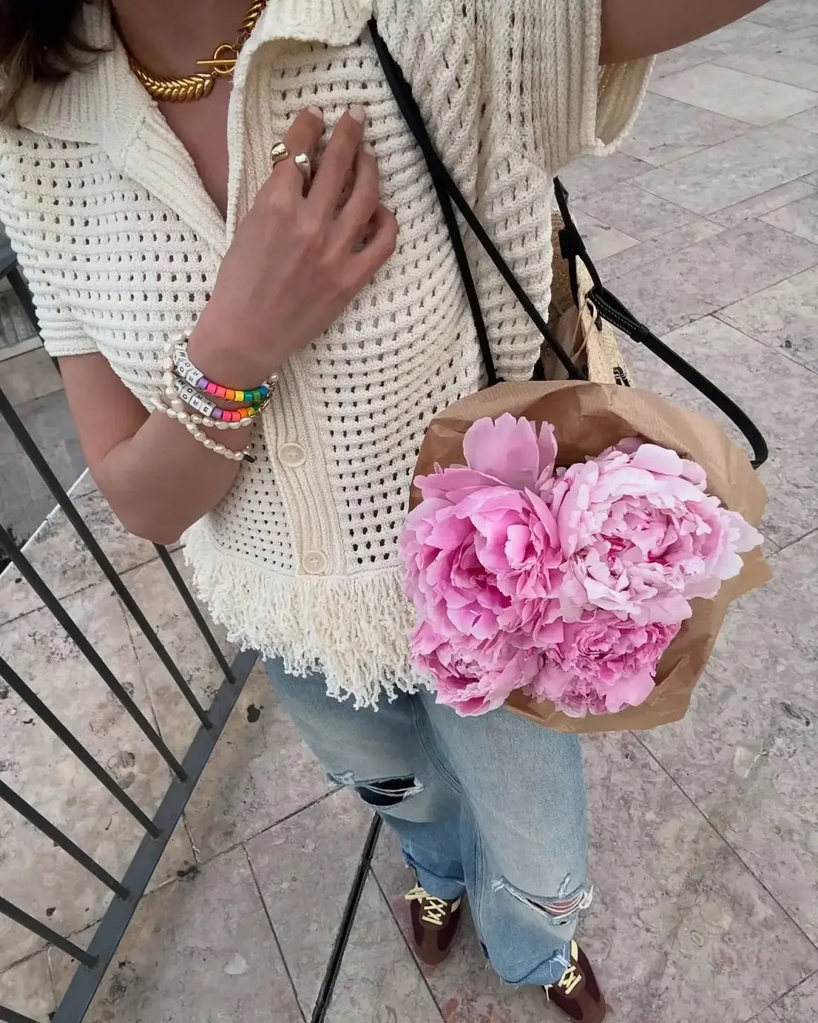 Ensemble Elena crochet à franges: haut et jupe