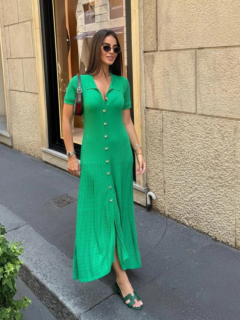 Sophia robe maxi polo côtelée