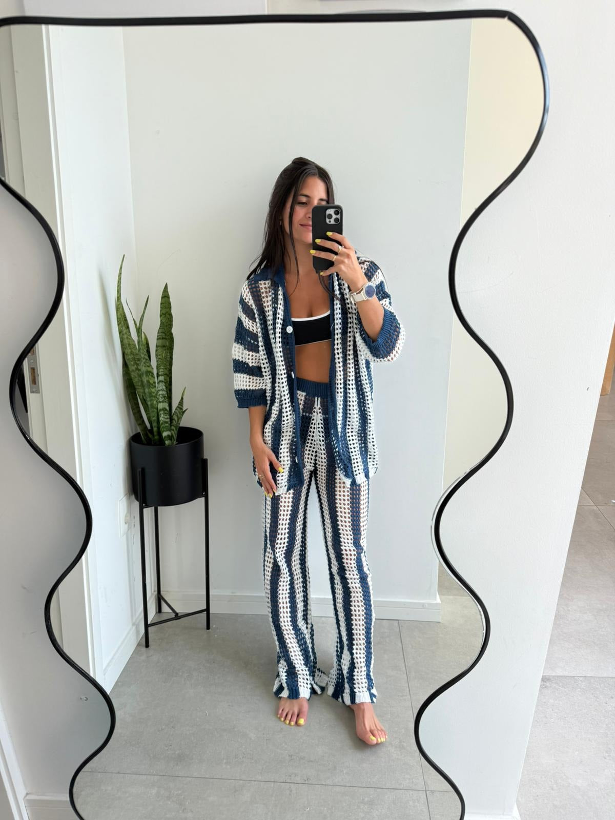 Ensemble coordonné Layla crochet rayé